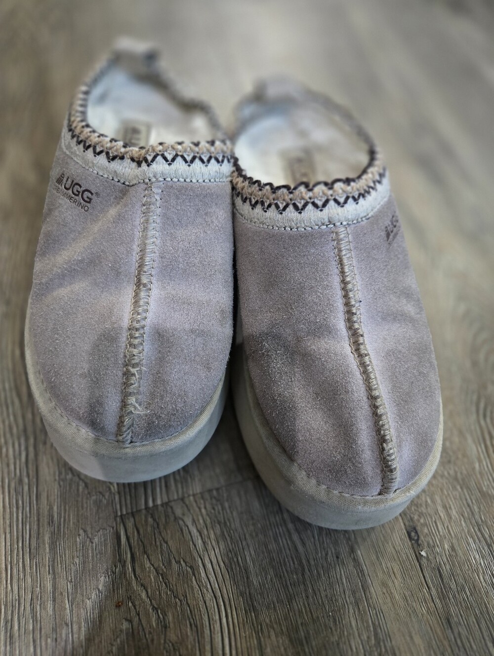 UGG Tasman Suede Slip-On Clog in Light Taupe